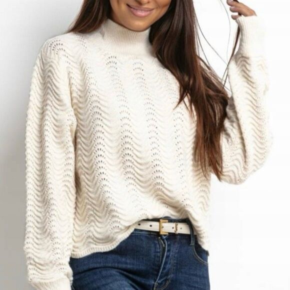 NWT Coco & Shay wave knit mock neck sweater - Picture 1 of 3